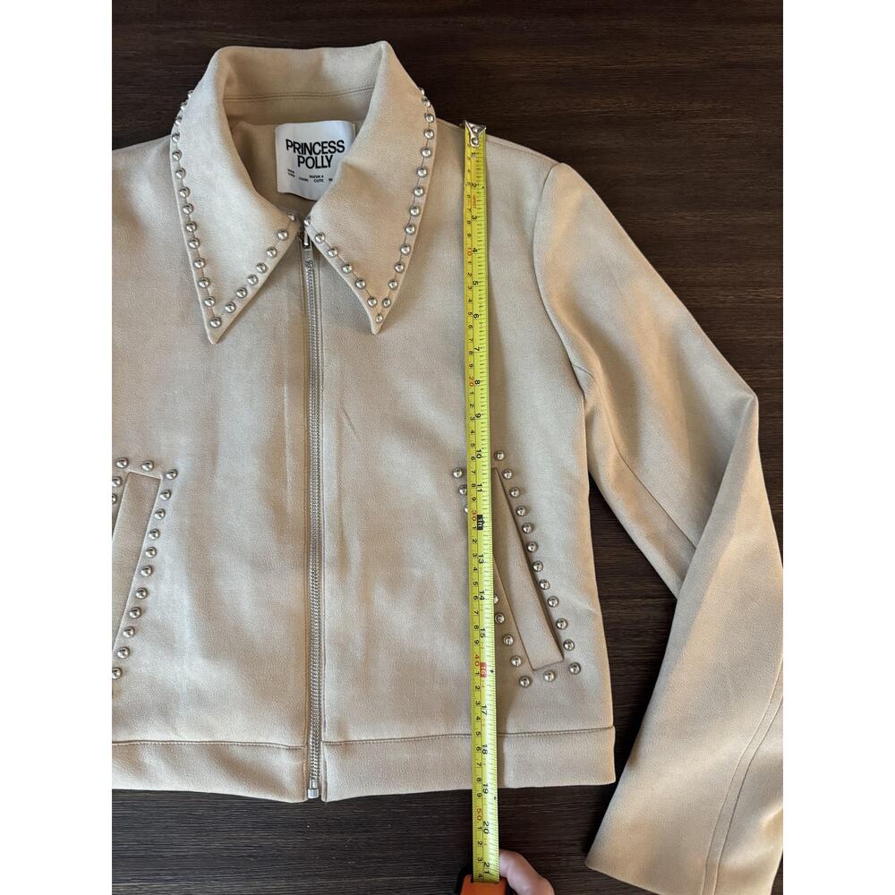 Princess Polly Faux Suede Jacket Womens XS 0 Beige Studded Western Cowgirl - Picture 5 of 9